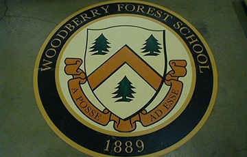 Woodberry forest school logo on vct tile