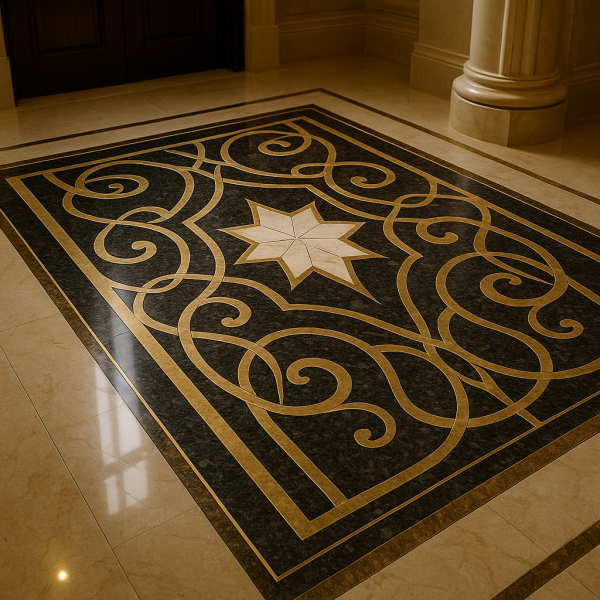 Hard Surface Floor Inlays: Custom Waterjet Solutions for Luxury and Durability