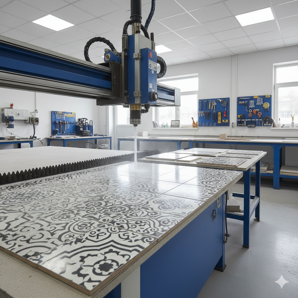 ceramic floorings waterjet cutting