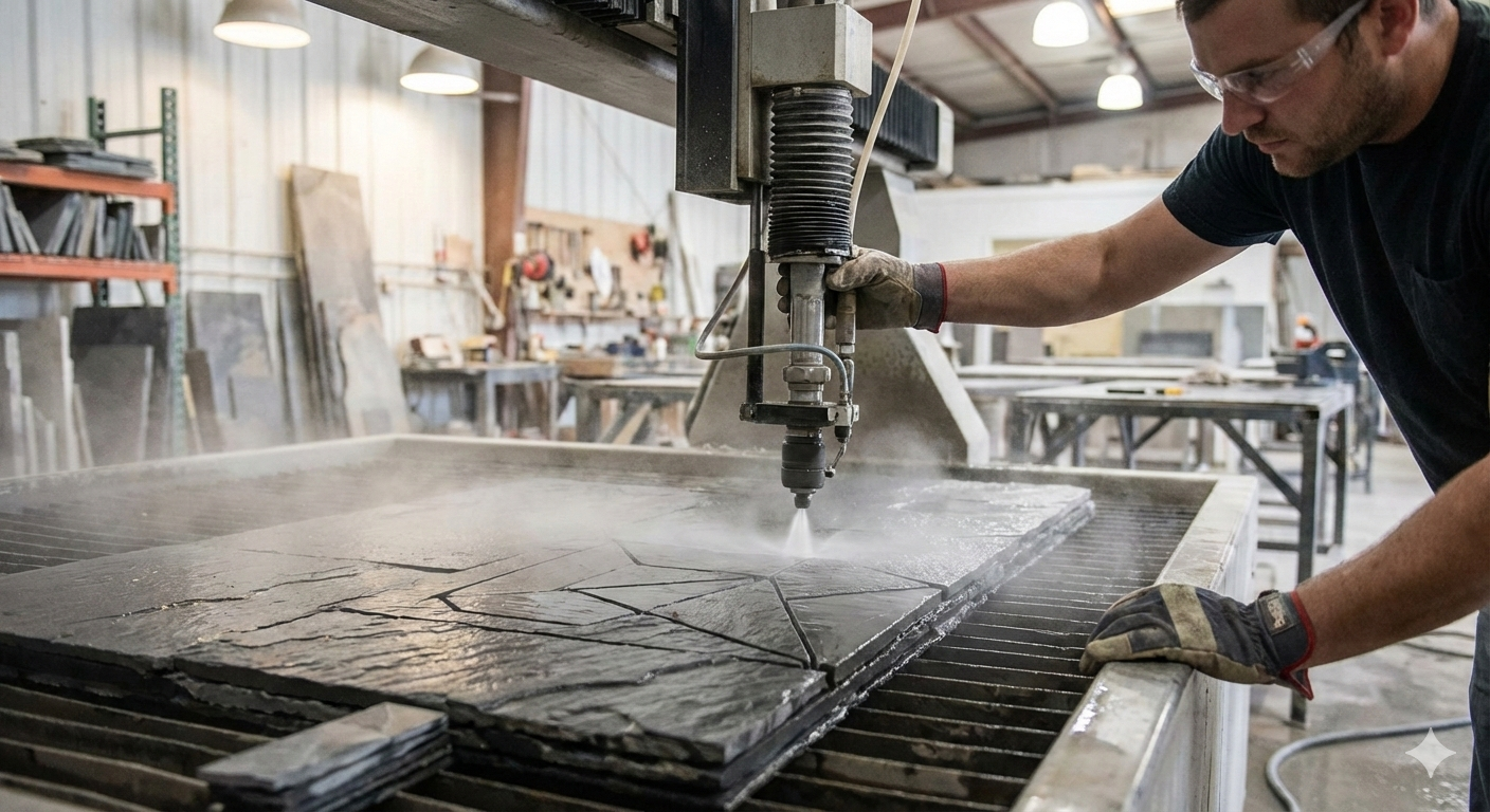 slate tile waterjet cutting