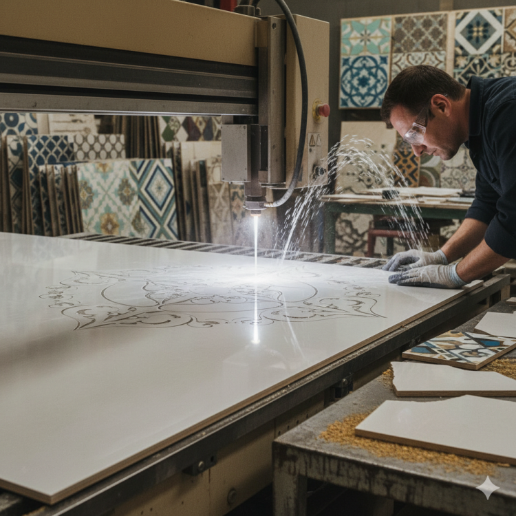 Porcelain Tiles Waterjet Cutting: How to Achieve Complex Cuts Without Cracking or Chipping