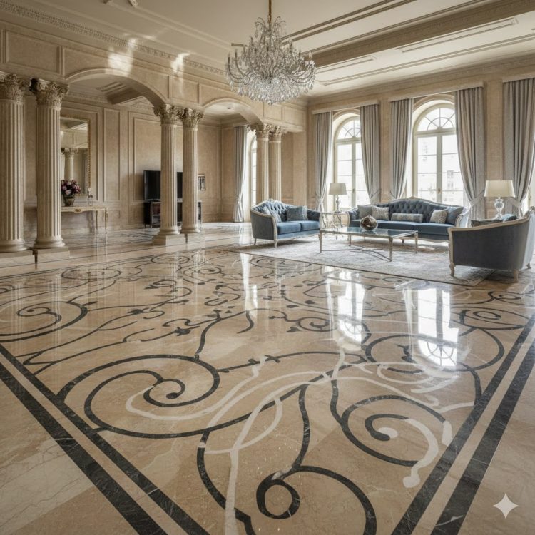 Marble Flooring Inlays Professional Waterjet Cutting Services for Contractors Designers and Installers