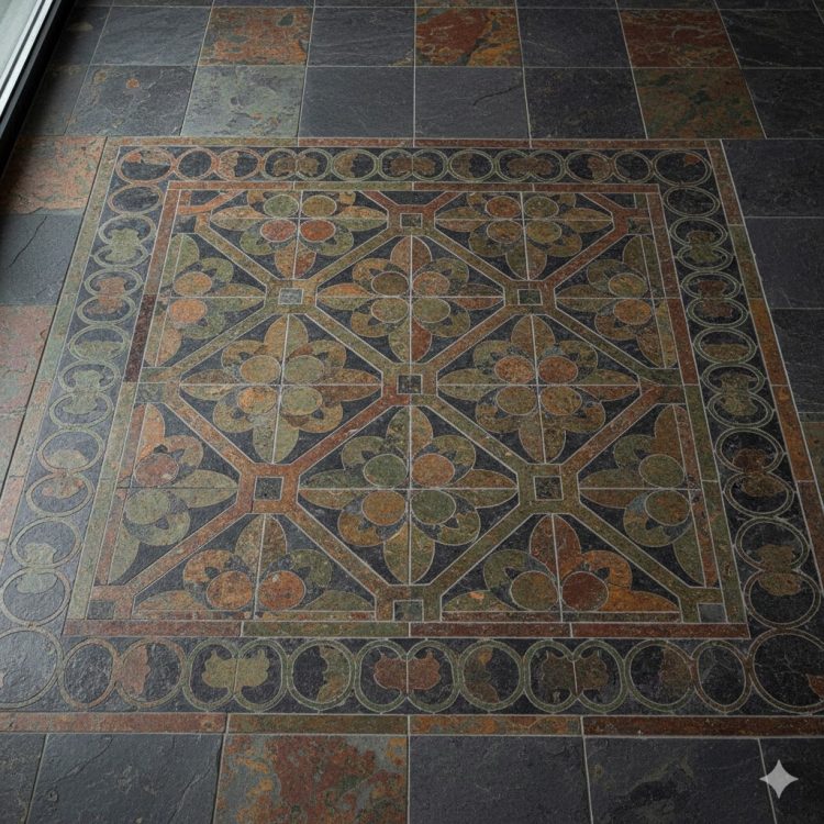 Slate Tile Design Custom Waterjet Cutting for Intricate Patterns Borders and Artistic Layouts