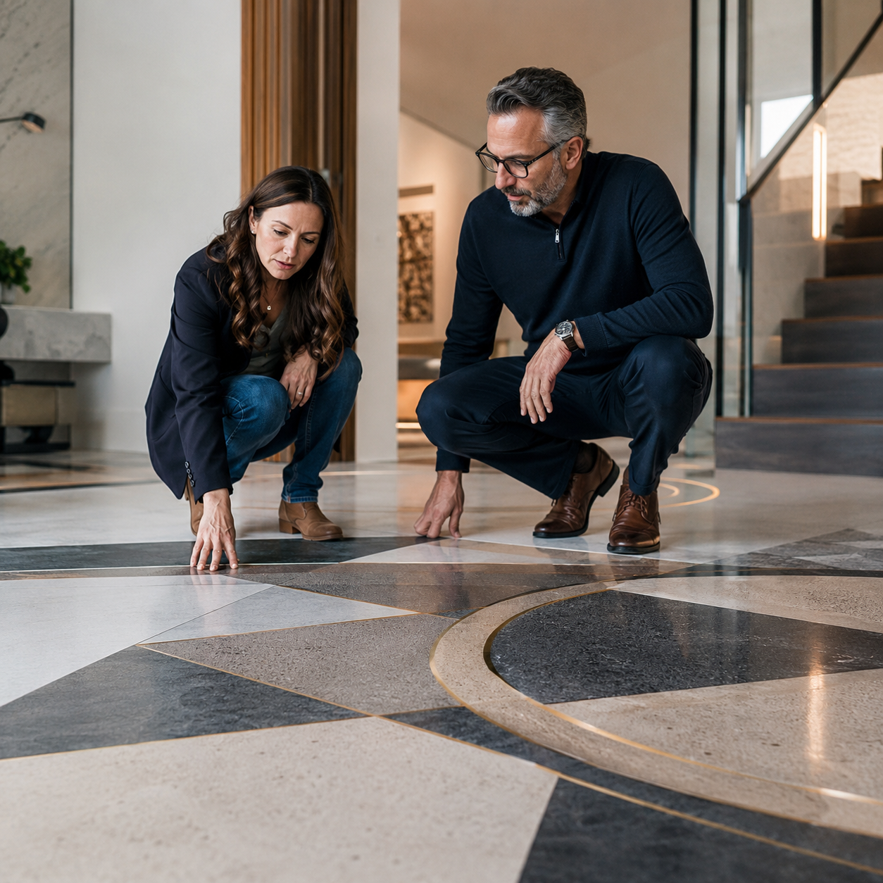 Hard Surface Floor Inlays for Residential and Commercial Spaces